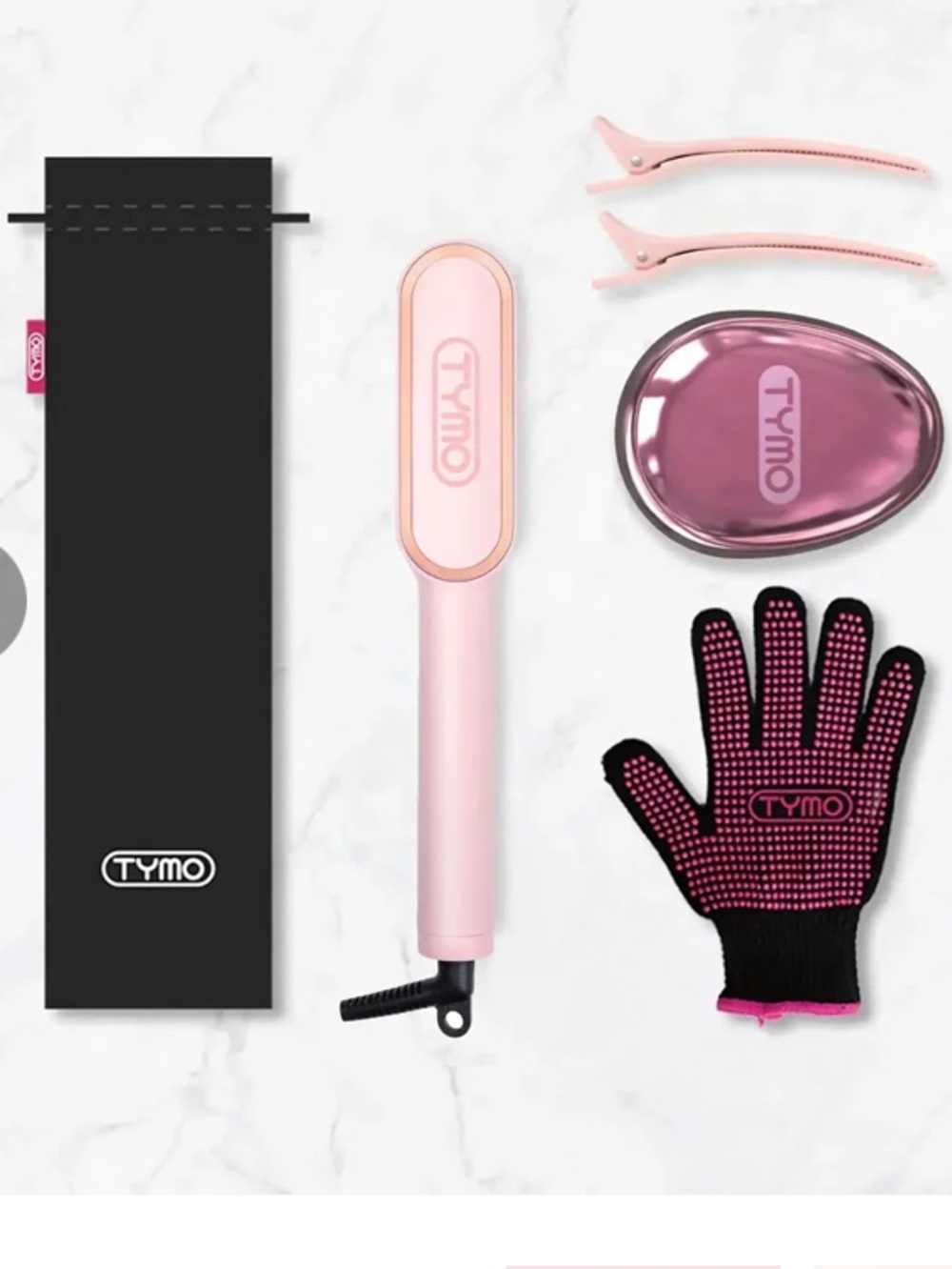 TYMO RING HAIR straightening Comb, Pink, NWT Open box